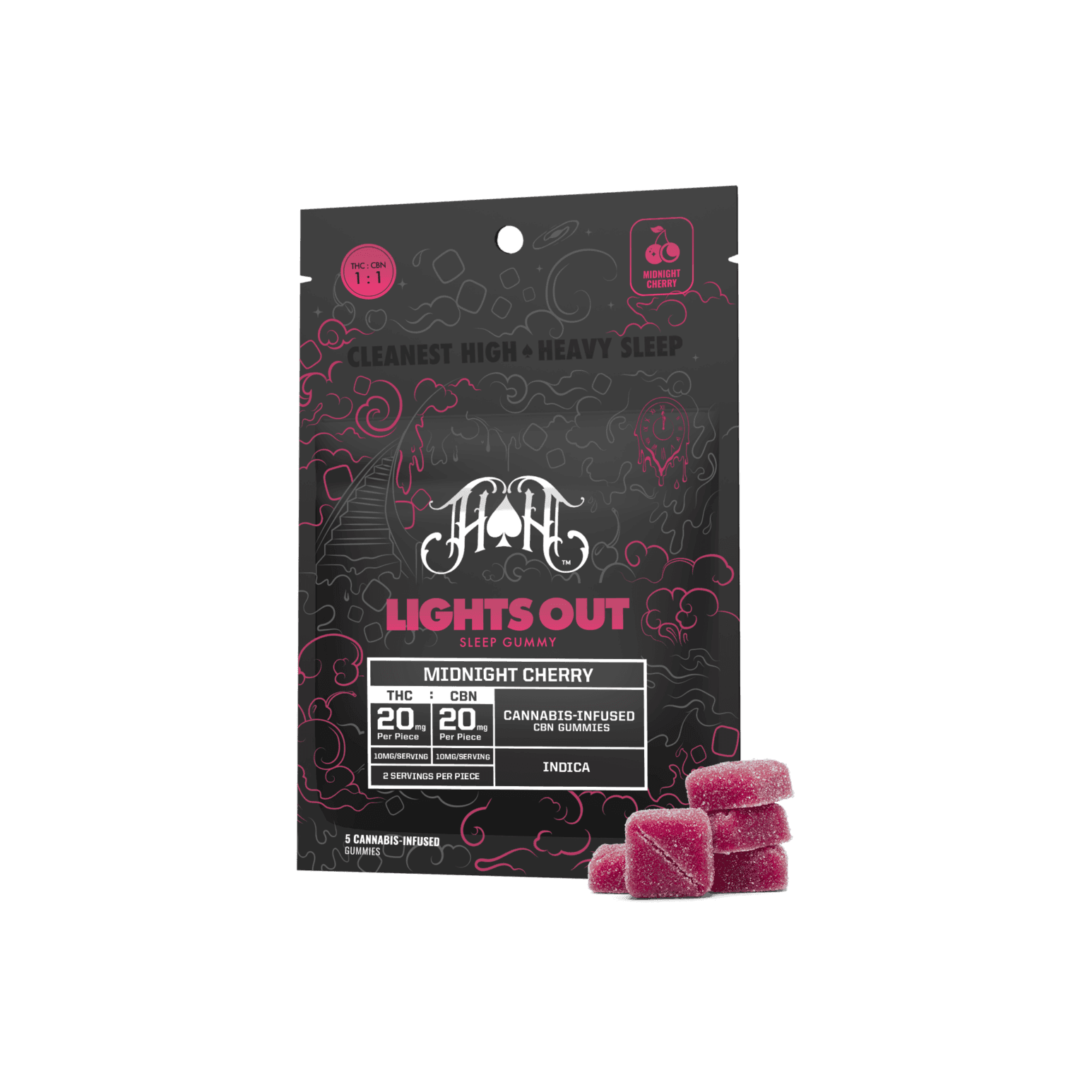 Heavy Hitters | Edible | Lights Out-Midnight Cherry | 5pk | 100mg