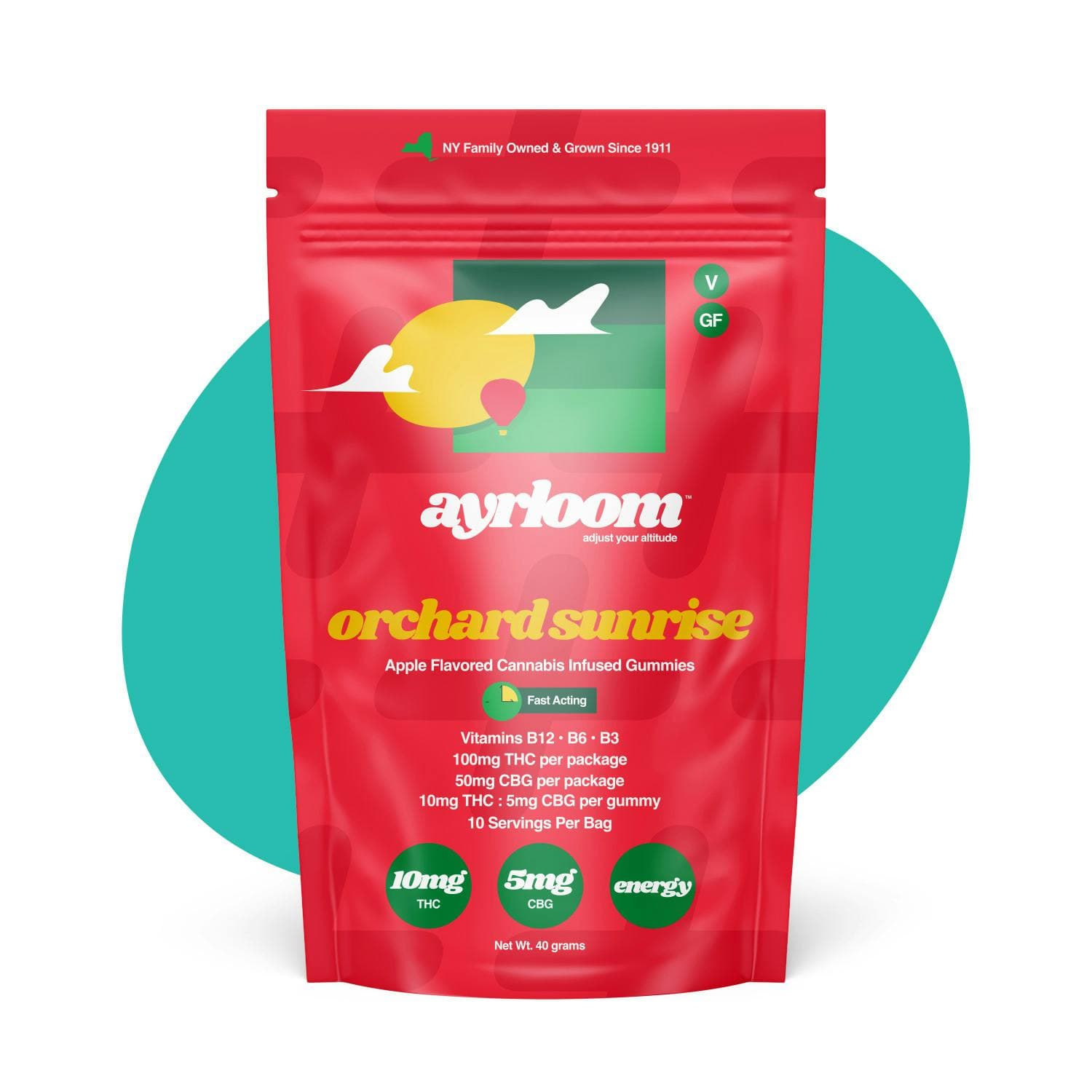 Ayrloom, Orchard Sunrise -SATIVA- (2:1 THC:CBG, 10pk, 100mg)