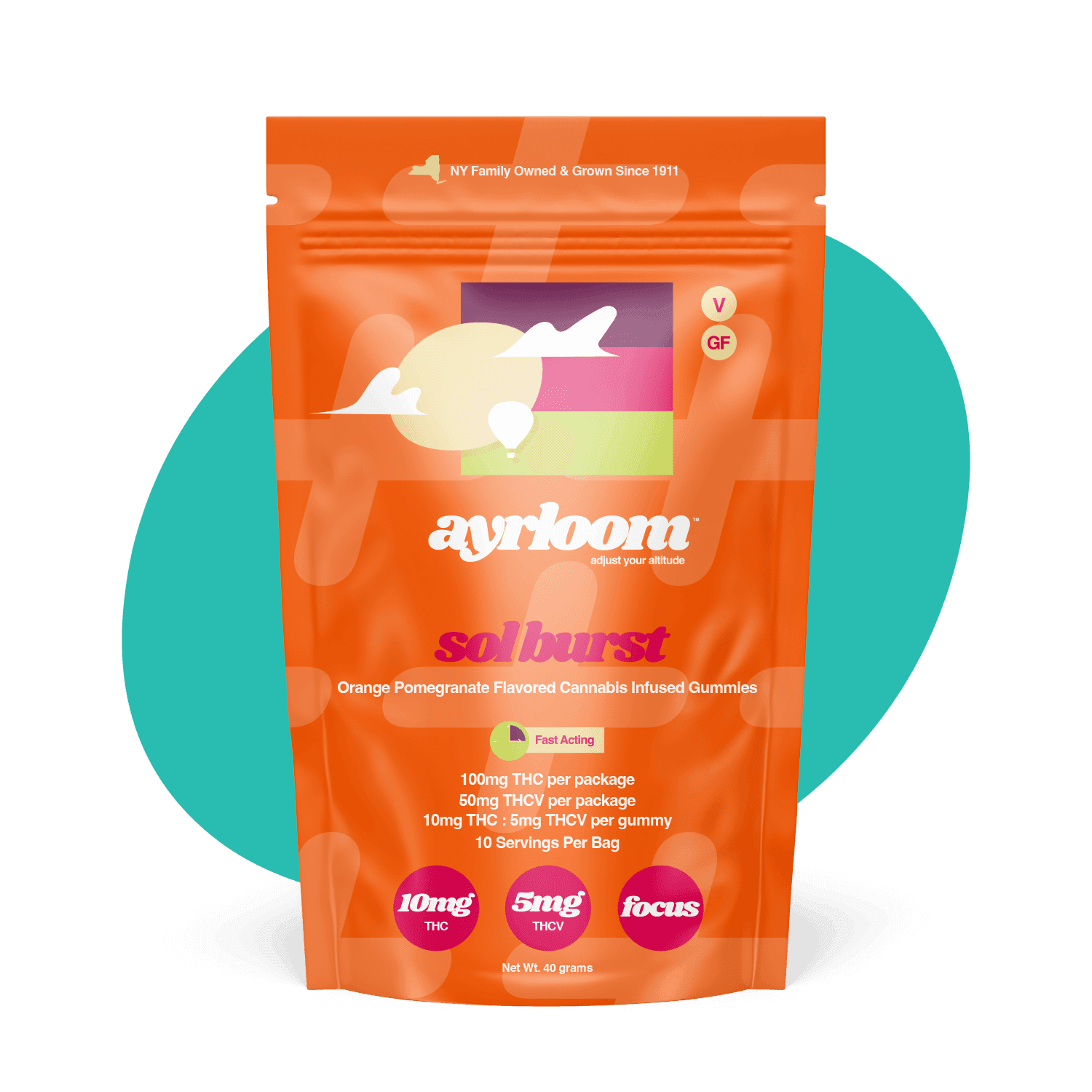 Ayrloom | Orange Pomegranate “Sol Burst” | 2:1 10MG THC : 5MG THCV