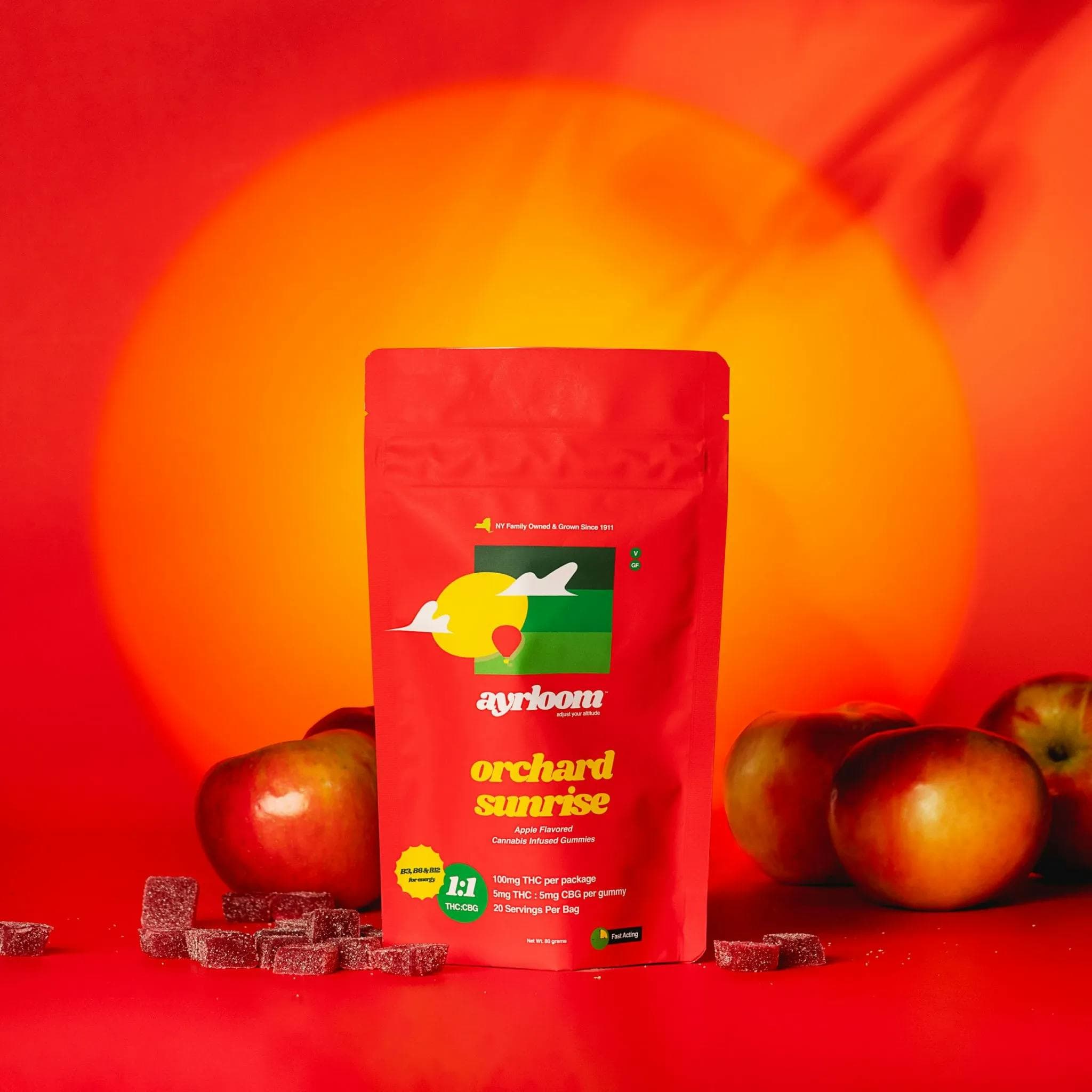 Ayrloom | Edibles | Orchard Sunrise Apple | 2:1 THC:CBG | 10pk | 100 mg