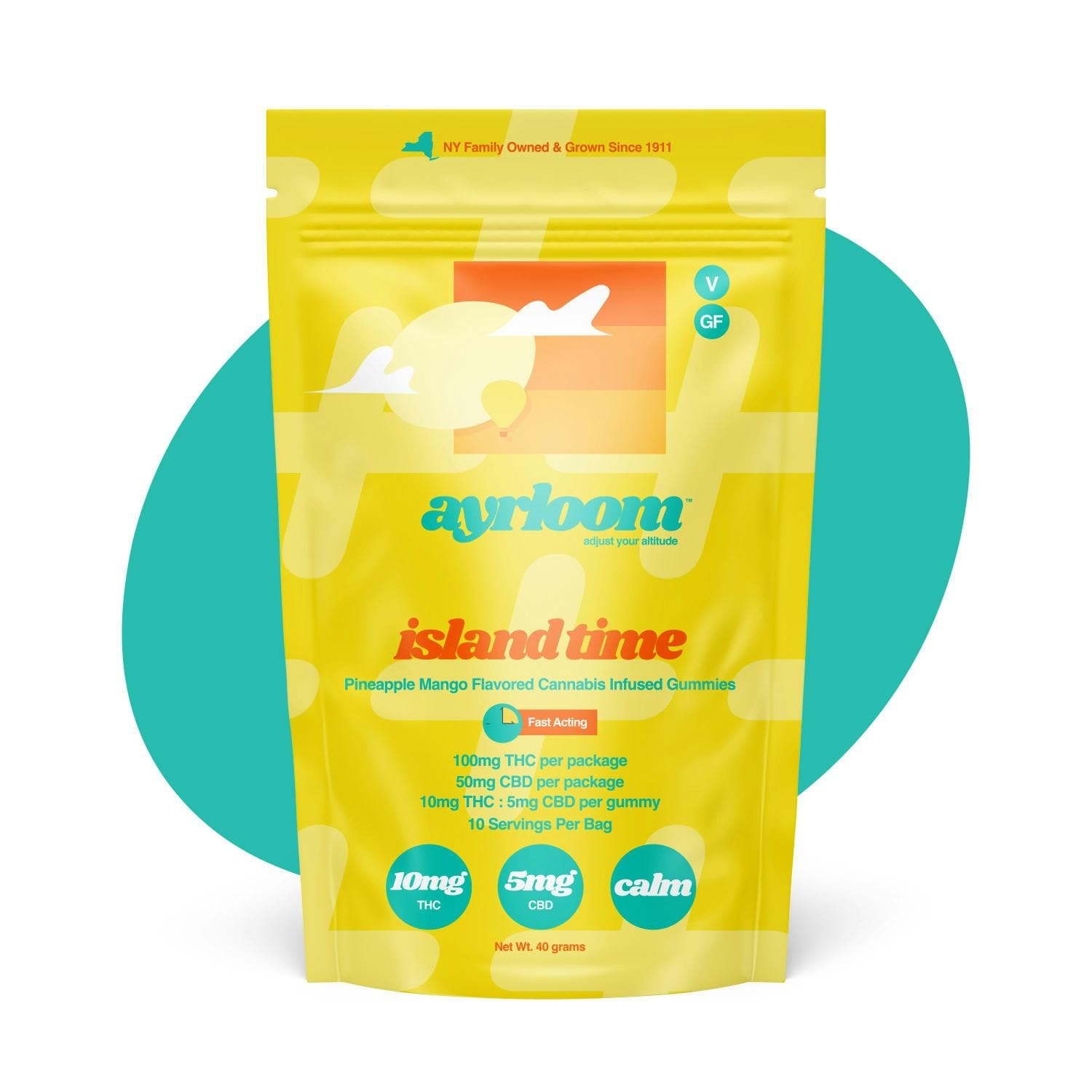 Ayrloom | Pineapple Mango "Island Time" | 2:1 | 10MG THC : 5MG CBD 10 Pack