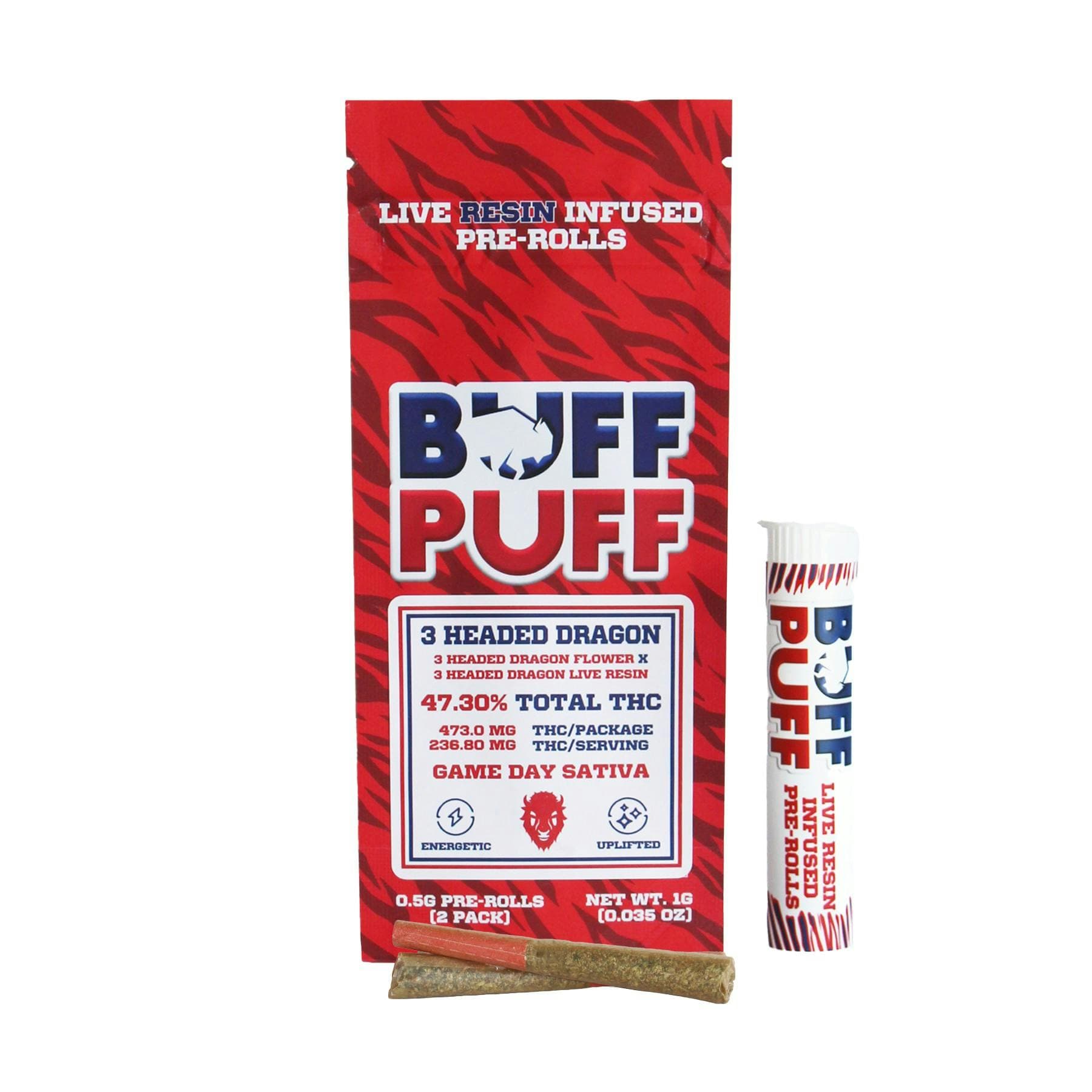 Buff Puff | Infused Preroll | 3 Headed Dragon | Sativa | 2pk