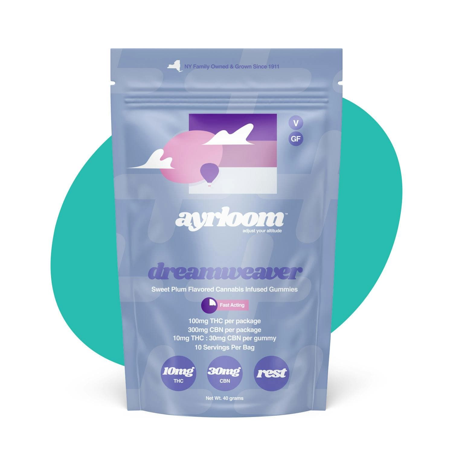 Ayrloom | Sweet Plum "Dreamweaver" | 1:3 | 10MG THC : 30MG CBN 10 Pack